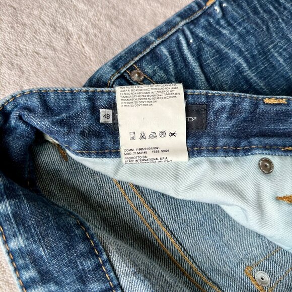 Made-in-Italy DSQUARED2 Selvedge Denim LOGO Jean SHORTS Size 48 EUR | 32 US - Picture 12 of 15